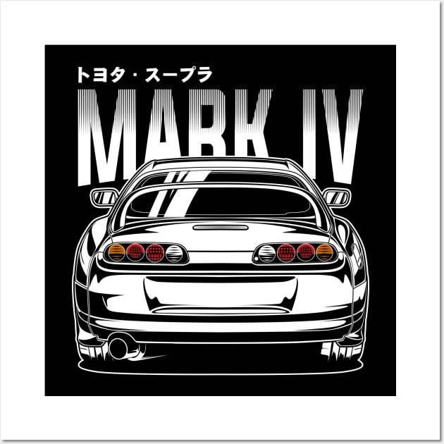 Toyota Supra Mk4 (White Print) Wall Art by idrdesign